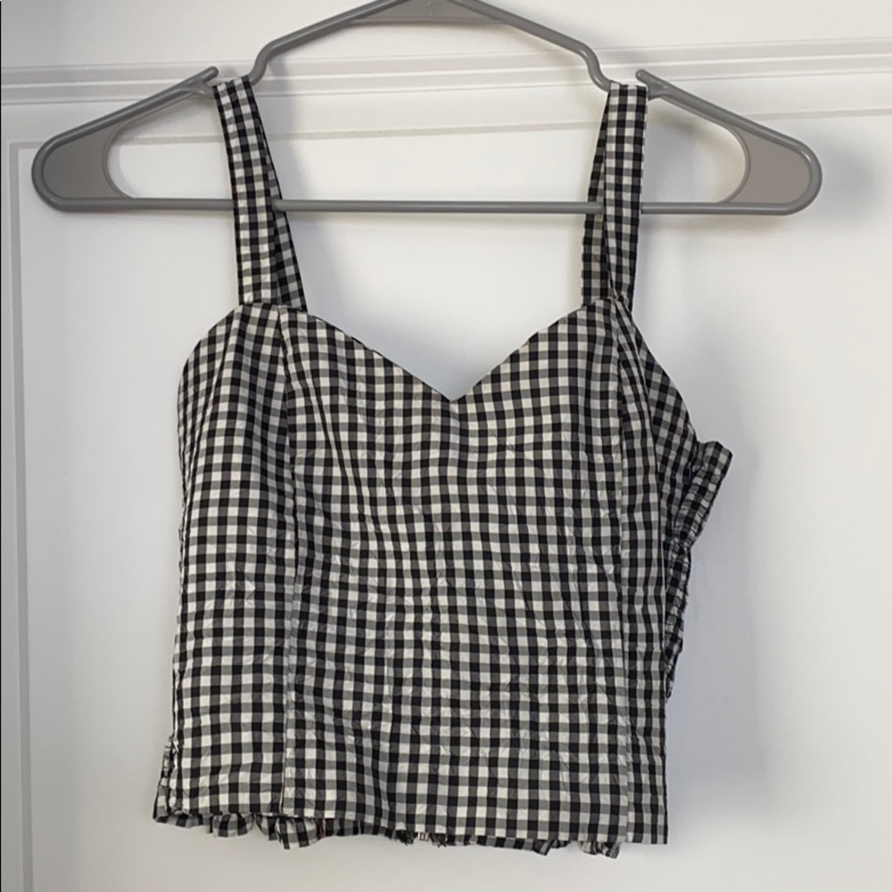 Zip up checkered crop top